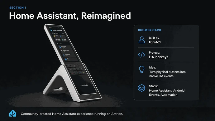 Home Assistant community projects built on the Astrion touchscreen remote